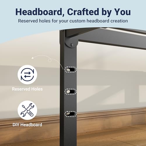 Allewie Full Size Bed Frame, 14 inch Metal Platform Beds with Storage Space, No Box Spring Needed and Easy Assembly, Black