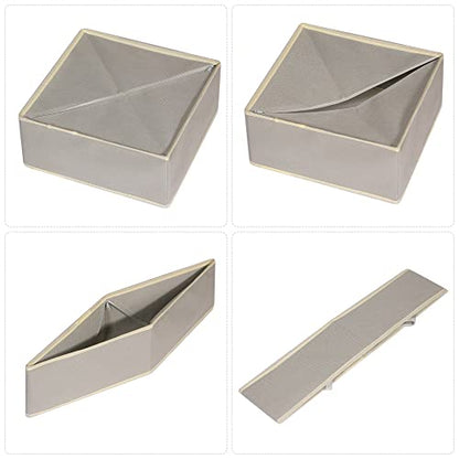 DIOMMELL 12 Pack Foldable Cloth Storage Box Closet Dresser Drawer Organizer Fabric Baskets Bins Containers Divider for Baby Clothes Underwear Bras Socks Lingerie Clothing,Grey 444