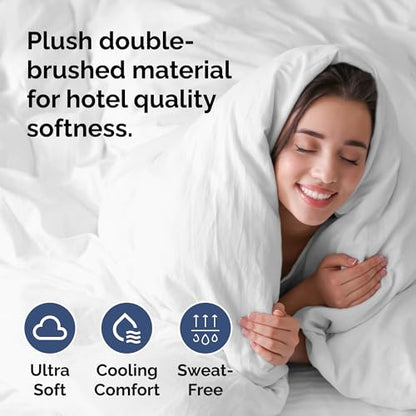 Duvet Cover Queen Size - Extra Soft 3 Piece Set with Zipper Closure - White | Extra Soft Queen Duvet Cover 90" x 90" with 2 Pillow Shams, Hotel Luxury w/ Zipper Closures & Ties, Comfy & Breathable, Comfy