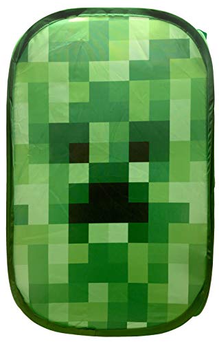 Jay Franco Minecraft Creeper Pop Up Hamper - Mesh Laundry Basket/Bag with Durable Handles, 22" x 14"
