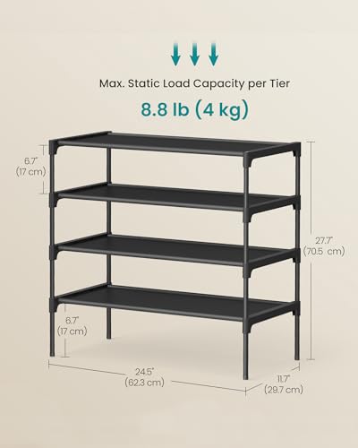 SONGMICS Shoe Rack, Space-Saving, Entryway, Metal Frame | Space-Saving Shoe Storage Organizer, Non-Woven Fabric Shelves, ULSH024BH01