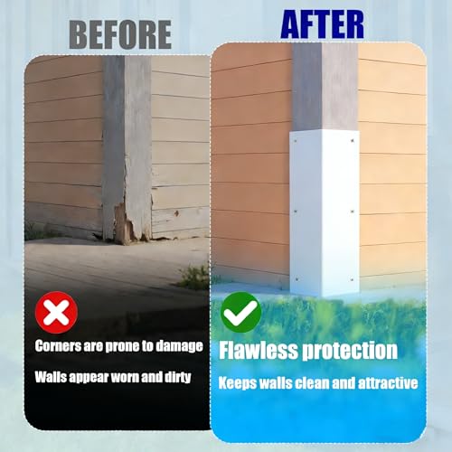 2 Pack White Stainless Steel Corner Guards, 3 3/8" x 3 3/8" x 11 3/4" | Metal Siding Corner Protector, 89° Angle, Outdoor Protection for Exterior Walls, Fences & Pavilions