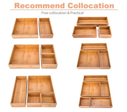Bamboo Organizer Storage Boxes for Tabletop Bathroom Dresser Organizer Small Boxes, Bamboo 4"*4"