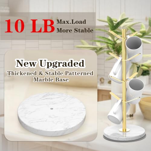 Marble Mug Holder Tree with 8 Hooks, Stainless Ste... (Gold | Metal)