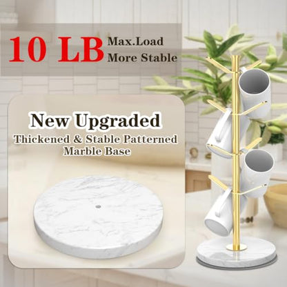 Marble Mug Holder Tree with 8 Hooks, Stainless Ste... (Gold | Metal)