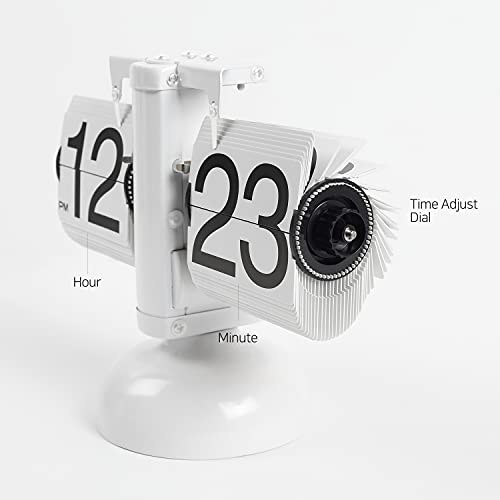mooas Flip Desk Clock (Black), Retro Vintage Design Auto Flip Table Clock | Large Number Battery Powered Internal Gear Operated Home Decor Ideal for Home Office School Hotel Cafe