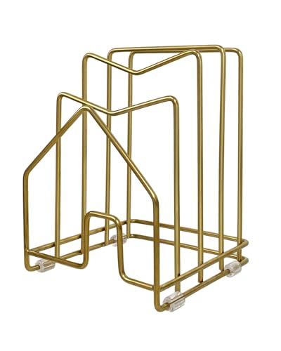 Pot Lid Organizer Cutting Board Holder Inside Cabinet 304 Stainless Steel Pot and Pan Organizer Under Cabinet Cover Cookie Sheet Bakeware Serving Tray Cooling Rack Stand Kitchen Countertop Matte Gold