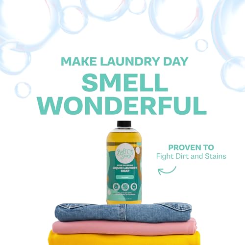 Buff City Soap - Liquid Laundry Soap Made With Simple Ingredients & No Harsh Chemicals - Cleans Tough Stains & Lifts Dirt - Juniper, Sandalwood, & Vanilla Scented Laundry Detergent - Fresh Cotton