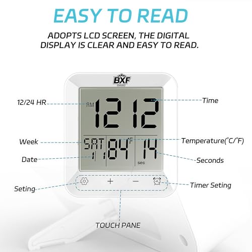 Digital Shower Clock Waterproof,Bathroom Extra Large LCD Screen Wall Clock Timer,Countdown,Moisture Proof,Anti Splash,Display Temperature,Time,Date and Week,Suction Cup,Hanging,Hole Stand