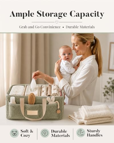 Baby Diaper Caddy Organizer with Portable Changing...