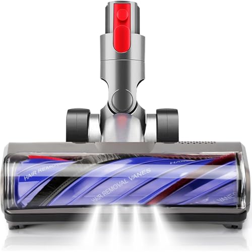 Large Roller Vacuum Cleaner Head Replacement for Dyson V7 V8 V10 V11 V15 Hardwood Floor Roller Brush Motor Head Attachments with 4 LED Lights [v10 slim, v12, sv18, Ball Series Not Compatible]