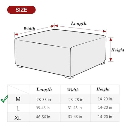 ANWUCHEN Ottoman Cover - High Stretch Knitted Jacquard Fabric, Medium Beige, Square, Furniture Cover Type, for Seating Stool, 18x30x25 inches, 0.45 lbs, Protective, Washable, Anti Slip