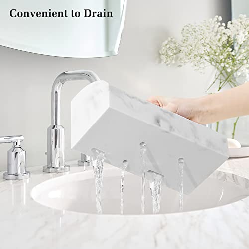 Luxspire Bathroom Counter Organizer, 5 Slots, Gravel White | Toothbrush Holder for Bathroom, Marble Bathroom Accessories for Toothbrush Toothpaste