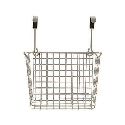 Spectrum Hanging Baskets for Organizing (Large, Satin Nickel) - Grid Over the Cabinet Wire Basket for Kitchen or Bathroom - Door Hanging Storage Organizer for Cleaning Supplies, Washcloths, & Towels