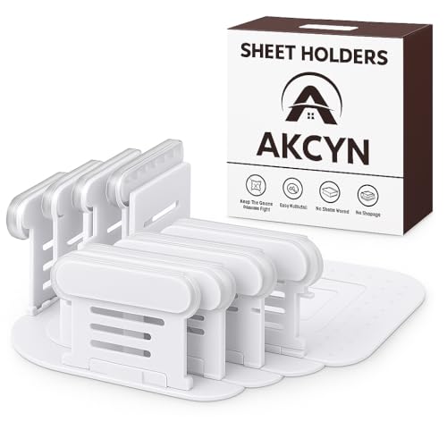 Bed Sheet Holders for Corners — 4-Pack Sheet Suspenders & Sheets Holder, Strong Grip Bed Accessories,Fitted Sheet Holder, Keeps Sheets Tight & Smooth, Easy Install & Fits All Mattress Type