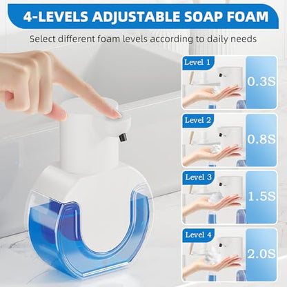 Automatic Soap Dispenser Touchless,Rechargeable Foaming Soap Dispenser,15oz/420ml Smart Hand Soap Dispensers,4-Level Adjustable,Wall Mount for Bathroom Kitchen Dish Soap,Hands-Free