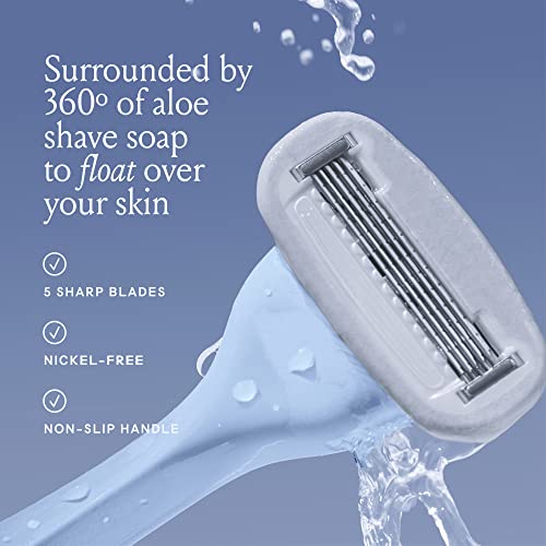 Billie Razors for Women, Cool Blue - 1 Handle, 4 Refills & Magnetic Holder