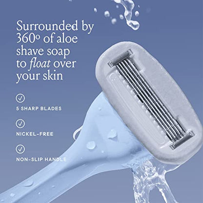 Billie Razors for Women, Cool Blue - 1 Handle, 4 Refills & Magnetic Holder