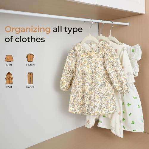 GoodtoU Velvet Baby Clothes Hangers 50 Pack 11.8 Inch Beige | Non-slip notched shoulder,anti-mark solid structure, space-saving design for baby, toddler, kids & children