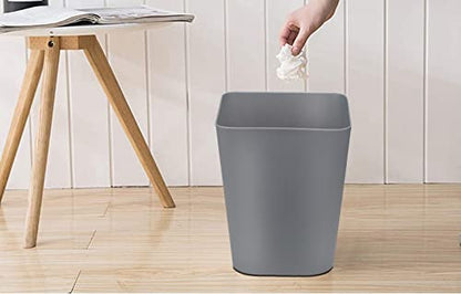 1.6 Gallon Small Trash Can Wastebasket for Kitchen Office Bathroom,Pack of 2(White+Gray)
