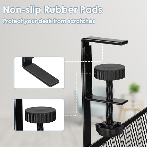 Cable Management, 25'' Cable Management Under Desk, Cable Tray | No Drill Under Desk Cable Management Tray, Cord Organizer with Clamp for Standing Desk, Desk Organizer for Home Office