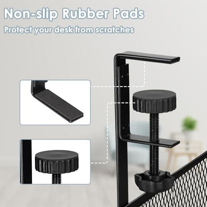 Cable Management, 25'' Cable Management Under Desk, Cable Tray | No Drill Under Desk Cable Management Tray, Cord Organizer with Clamp for Standing Desk, Desk Organizer for Home Office