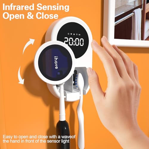 iHave UV Toothbrush Sanitizer Holder 2 Slots Wall Mounted Wave Sensor Auto