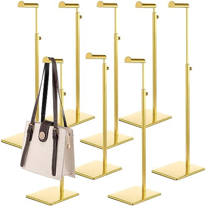 Hicarer 8 Pcs Purse Holder Bulk Gold Purse Display Stands Adjustable Height 15.75"-27.56" Stainless Steel Handbag Stands for Home Boutiques Store Bag Organizer