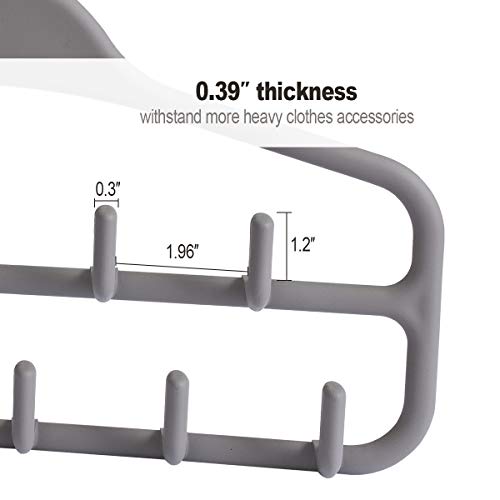 Belt Hanger 2 Pack, Sturdy Belt Organizer with 360 Degree Swivel, Tie Rack with 11 Large Belt Hooks for Closet, Non Slip Rubberized Belt Rack, Gray