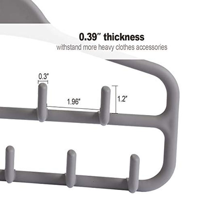 Belt Hanger 2 Pack, Sturdy Belt Organizer with 360 Degree Swivel, Tie Rack with 11 Large Belt Hooks for Closet, Non Slip Rubberized Belt Rack, Gray