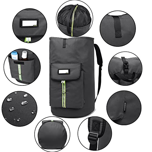 laundry bag backpack,extra-large heavy duty laundry bags,laundry backpack for college students,drawstring closure (charcoal grey laundry bag with straps)
