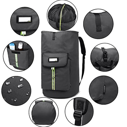 laundry bag backpack,extra-large heavy duty laundry bags,laundry backpack for college students,drawstring closure (charcoal grey laundry bag with straps)