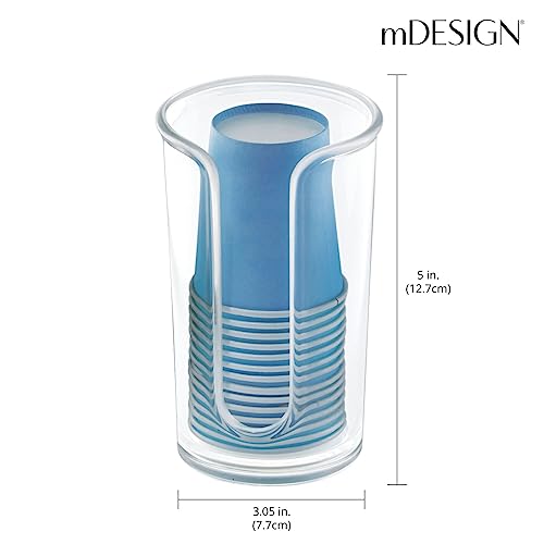 mDesign Small Plastic Cosmetic Pad Dispenser - Compact Storage Holder for Astringent Wipes on Bathroom Vanity Countertops, Cotton Rounds Included - Lumiere Collection - Clear