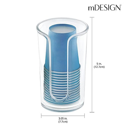 mDesign Small Plastic Cosmetic Pad Dispenser - Compact Storage Holder for Astringent Wipes on Bathroom Vanity Countertops, Cotton Rounds Included - Lumiere Collection - Clear