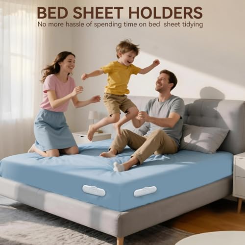 Upgraded Bed Sheet Holders Heavy Duty Straps 4Pack | Universal fit for all mattress sizes with fabric-safe sheet grippers that lock tight damage-free