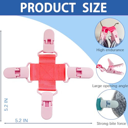 4 Pack Bed Sheet Detangler Reduces Laundry Tangles Keep Bed Sheets/Duvet Covers/Blankets from Tangling, Twisting, and Balling in Washer and Dryer, Fewer Wrinkles, Saves Time and Energy (Blue+Pink)