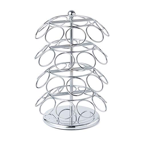 Nifty K Cup Holder – Compatible with K-Cups, Coffee Pod Carousel | 36 K Cup Holder, Spins 360-Degrees, Lazy Susan Platform, Modern Chrome Design, Home or Office Kitchen Counter Organizer