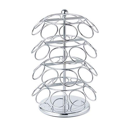 Nifty K Cup Holder – Compatible with K-Cups, Coffee Pod Carousel | 36 K Cup Holder, Spins 360-Degrees, Lazy Susan Platform, Modern Chrome Design, Home or Office Kitchen Counter Organizer