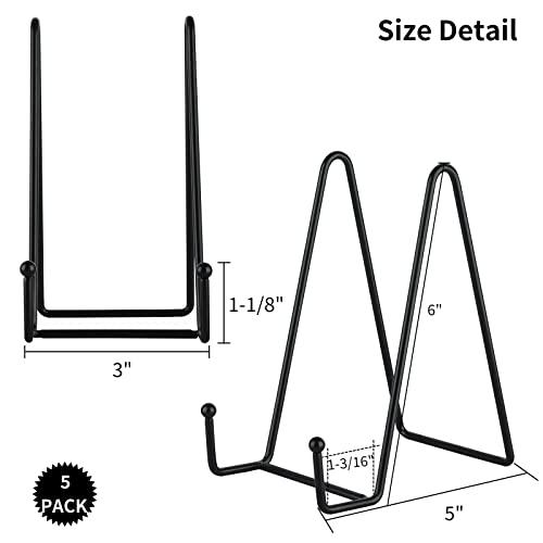IBosins 5-Pack 6-Inch Plate Holder Display Stands Black Metal Frame Stand | Stand for Picture, Book, Photo, Easel, Creation, Collectibles