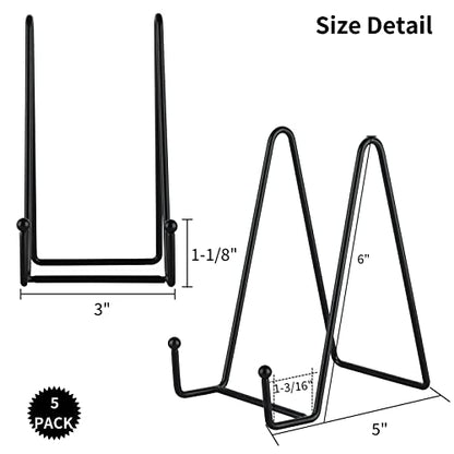 IBosins 5-Pack 6-Inch Plate Holder Display Stands Black Metal Frame Stand | Stand for Picture, Book, Photo, Easel, Creation, Collectibles