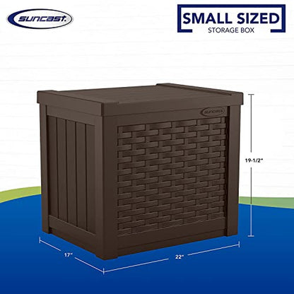 Suncast 22 Gal, Small Outdoor Storage Deck Box, Java Resin, Flat Lid
