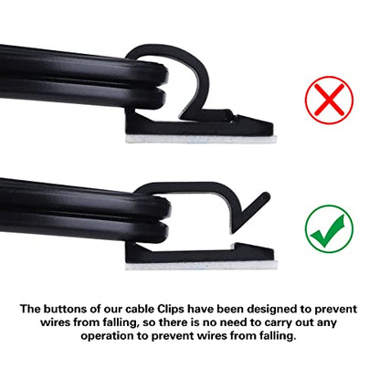 XHF 3/4” Adhesive Cable Wire Clips Black120PCS, Cable Staples Outdoor Cable Management Wire Organizer Cord Holder for Under Desk, Car, Wall, TV PC Ethernet Cable