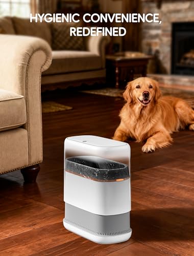 Dog Proof Small Bathroom Trash Can with Lid, Slim Press Top Garbage Can, Narrow White Plastic Waste Basket, for Bathroom Bedroom Office 3.1 Gal with 5 Rolls 75 Trash Bags
