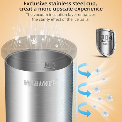 Clear Ice Cube Maker - 2.5" Ball - Stainless Steel Clear Ice Maker - Compact Design - for Whiskey, Cocktails, Bourbon - 2 PACK with Ice Tong & Ice Box