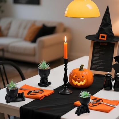 Der Rose 3 Pack Fake Plants in Black Pots for Bathroom Living Room Decor | Unique black human-shaped pot，cute fake succulents plants，perfect for black desk shelf bedroom halloween decor，fresh all year