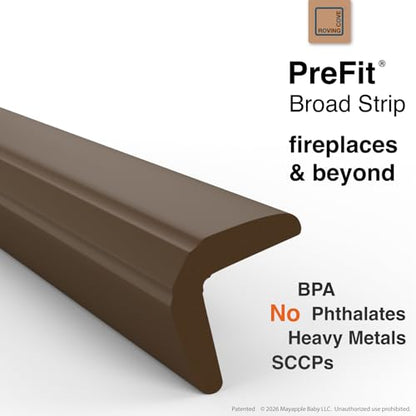 Roving Cove PreFit Fireplace Edge Corner Protector, Extra-Wide 9ft Edge 2 Corners, Pre-Taped 3M Adhesive, Baby Proofing Bumper Guards, Coffee Brown