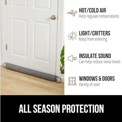 GORILLA GRIP Door Draft Stopper for Bottom of Doors, Cold Air Insulation Sweep, Weather Stripping Seal Noise, Soundproofing, Warmth Sealer, Easy Install Gap Filler, Home Essentials, 32 Inch, Gray
