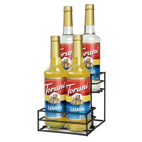 Coffee Syrup Rack (4 Bottle Capacity)，Coffee Syrup... (Black | Iron)