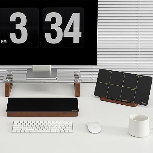Desktop Black Glass Dry Erase Board with Wood Orga... (Black | Tempered Glass)