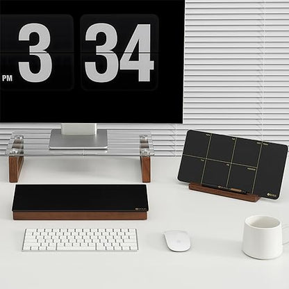 Desktop Black Glass Dry Erase Board with Wood Orga... (Black | Tempered Glass)